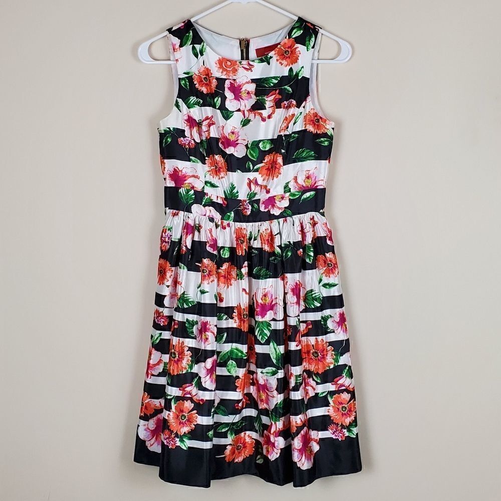 Saks Fifth Avenue RED Floral Stripe Dress